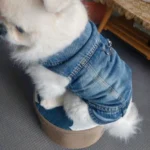 Dog Jeans Jacket Cool Puppy Denim Dog Shirts for Small Medium Dogs Cats Lapel Harness Vests Washed Scratch Design Dog Clothes