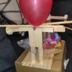 Balloon Bamboo Man Battle Wooden Fighter with Inflatable Head Fast-Paced Balloon Fight Wooden Bots Battle Game for 2 Players