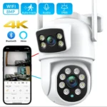 8MP 4K Wifi Camera Dual Lens Ai Auto Tracking Waterproof Security CCTV Video Surveillance Camera Police Light Alarm IP Camera