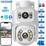 8MP 4K WIFI IP Camera PTZ Dual Lens with Dual Screen Ai Human Detect Night Vision Outdoor Wifi Surveillance Camera ICsee