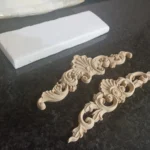 Wood Appliques and Onlays Natural Furniture Wall Door Woodcarving Decorative Long Flower Wooden Figurines Crafts Corner Frame