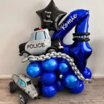 Blue Car Police Truck Foil Balloon Boys Birthday Balloons 4D Standing Balloons Baby Shower Police Themed Birthday Party Decors