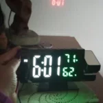 180° Rotation Projection Digital Alarm Clock Temperature Humidity Night Mode Snooze Table Clock 12/24H USB Projector LED Clock