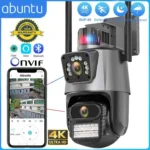 8MP 4K IP Camera Dual Lens Dual Screen PTZ Wifi Camera Outdoor Waterproof Security Video Surveillance Camera Police Light Alarm