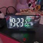 180° Rotation Projection Digital Alarm Clock Temperature Humidity Night Mode Snooze Table Clock 12/24H USB Projector LED Clock