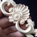 Wood Appliques and Onlays Natural Furniture Wall Door Woodcarving Decorative Long Flower Wooden Figurines Crafts Corner Frame