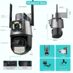 8MP 4K Wifi Camera Dual Lens Ai Auto Tracking Waterproof Security CCTV Video Surveillance Camera Police Light Alarm IP Camera