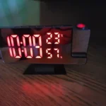 180° Rotation Projection Digital Alarm Clock Temperature Humidity Night Mode Snooze Table Clock 12/24H USB Projector LED Clock